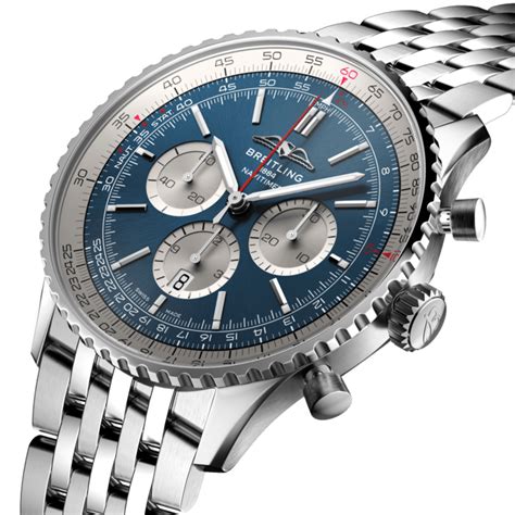 breitling navitimer 01 blau lederarmband|Navitimer B01 Chronograph 46 My22 .